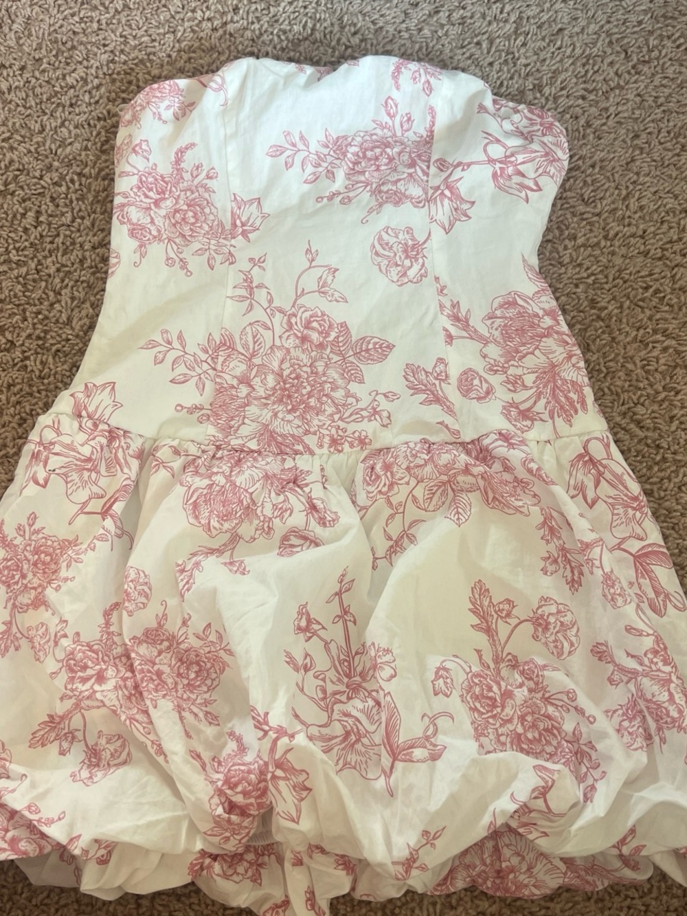 White Dress with Pink Floral Print (new with tags) (originally $45)